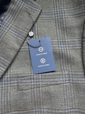 New Jos. A. Bank Mens Stretch Plaid Check Blazer Sport Coat Jacket Size 50R Gray