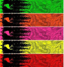 Fluorescent Elk Pine Trees Thin Line Topo Map...