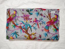 Indian Cotton Hand Block Gray Bird Dressmaking, Sewing Running Fabric 7 YD US