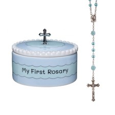 Baptism Gifts for Boys - My First Rosary Matching Keepsake Box, Catholic Ch...