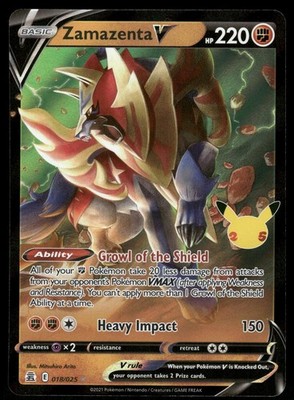 Zamazenta V 018/025 Holo V Rare Celebrations Pokemon NM