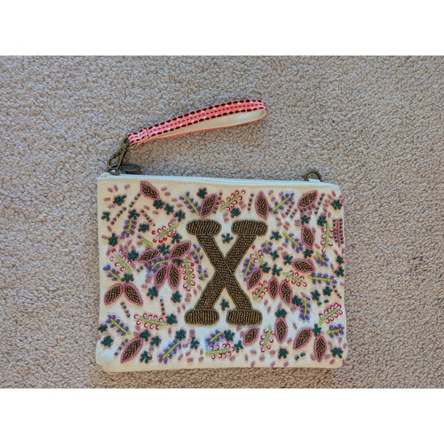 Y Lettering Red America & Beyond Beaded Monogram Wristlet Pouch Clutch Letter X Floral ...