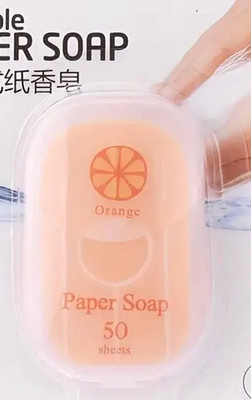 Orange Scented Paper Soap 50 Sheets for Hands & Body, Rectangular, Fruit