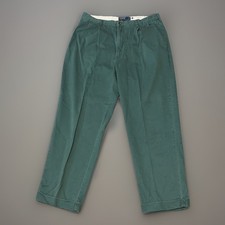 Vintage Polo Ralph Lauren Andrew Pant Mens Green Cotton Chino Size 36x30 Pleated