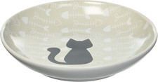 PetRageous Designs Fishbone Kitty Ceramic Cat  Saucer (Dish/Bowl), 0.31-cup new