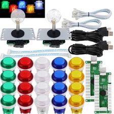 SJ@JX Arcade 2 Player Game Controller Stick DIY Kit LED Buttons MX Microswitc...