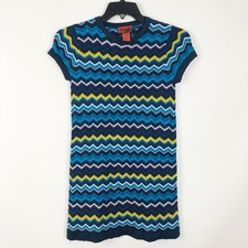 Missoni Target Womens Dress XS Blue Chevron Short Sleeve Knee Length Pullover