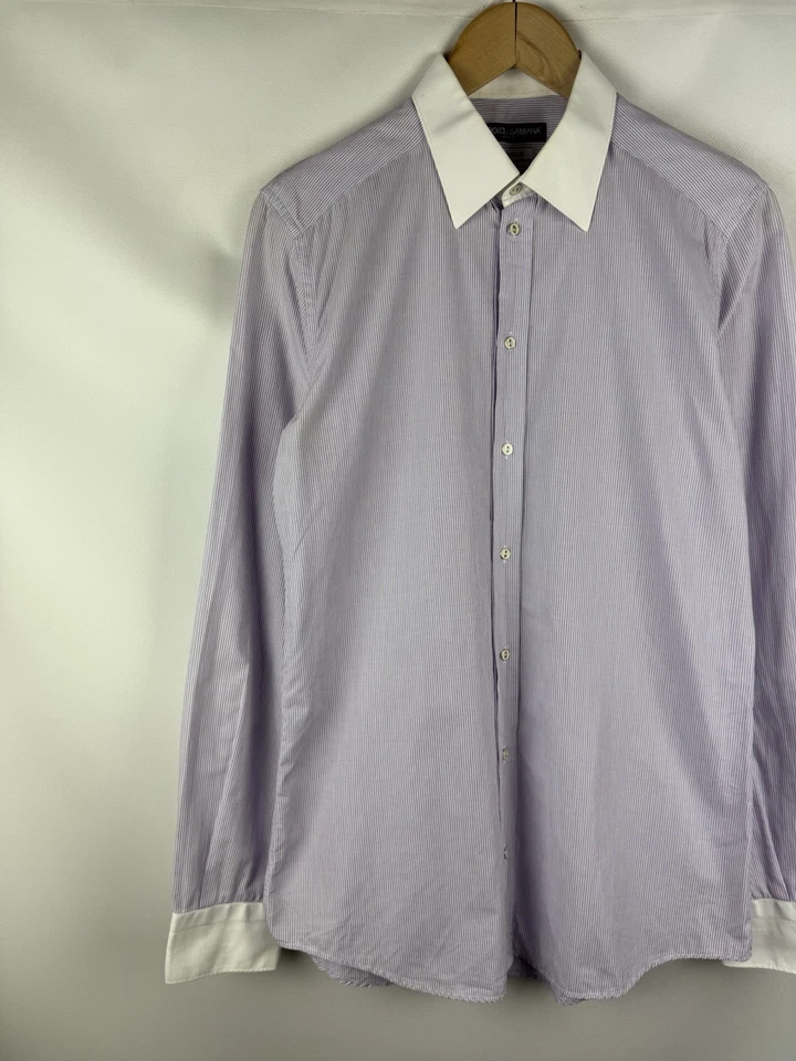 Dolce & Gabbana Gold camicia a righe da uomo a maniche lunghe con bottoni tag... - Immagine 2 di 4