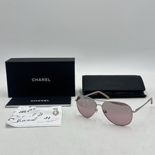 CHANEL CC CH4189TQ c.124/7E Silver/ Pink Sunglasses ITALY AUTHENTIC With Case