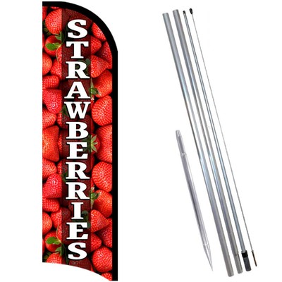 Strawberries Premium Windless  Feather Flag Bundle (Complete Kit) OR Optional Re