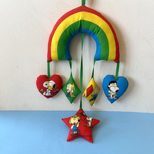 Vintage Snoopy Peanuts Hand Made Nursery Baby Crib Mobile Colorful Rainbow
