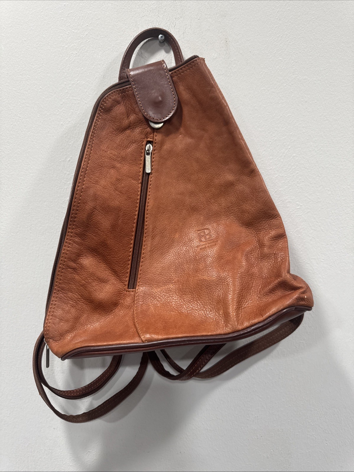 Triangular Convertible Backpack Purse Tan - image 1