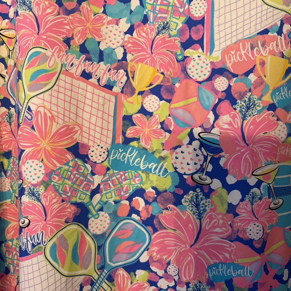 NUEVO Top Lulu B Para Mujer 1X Colorido Pickleball Floral Sin Mangas Cremallera Cuello Simulado Foto 2 de 4