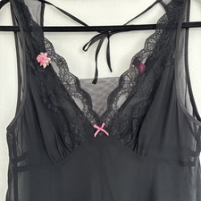 Betsey Johnson Intimates Black Lace Sheer Slip Dress S