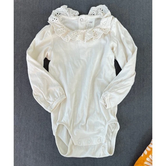 Niñas Pequeñas Conjunto Otoño Ojales Top Body Falda Floral 2T Naranja Cottagecore Foto 4 de 4