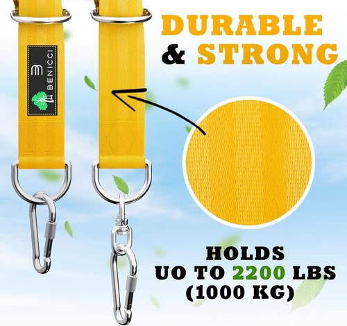 Safe Tree Swing Hanging Kit Set of 2 - 10ft Long Straps with Two Alloy Carabi... - Picture 6 of 8