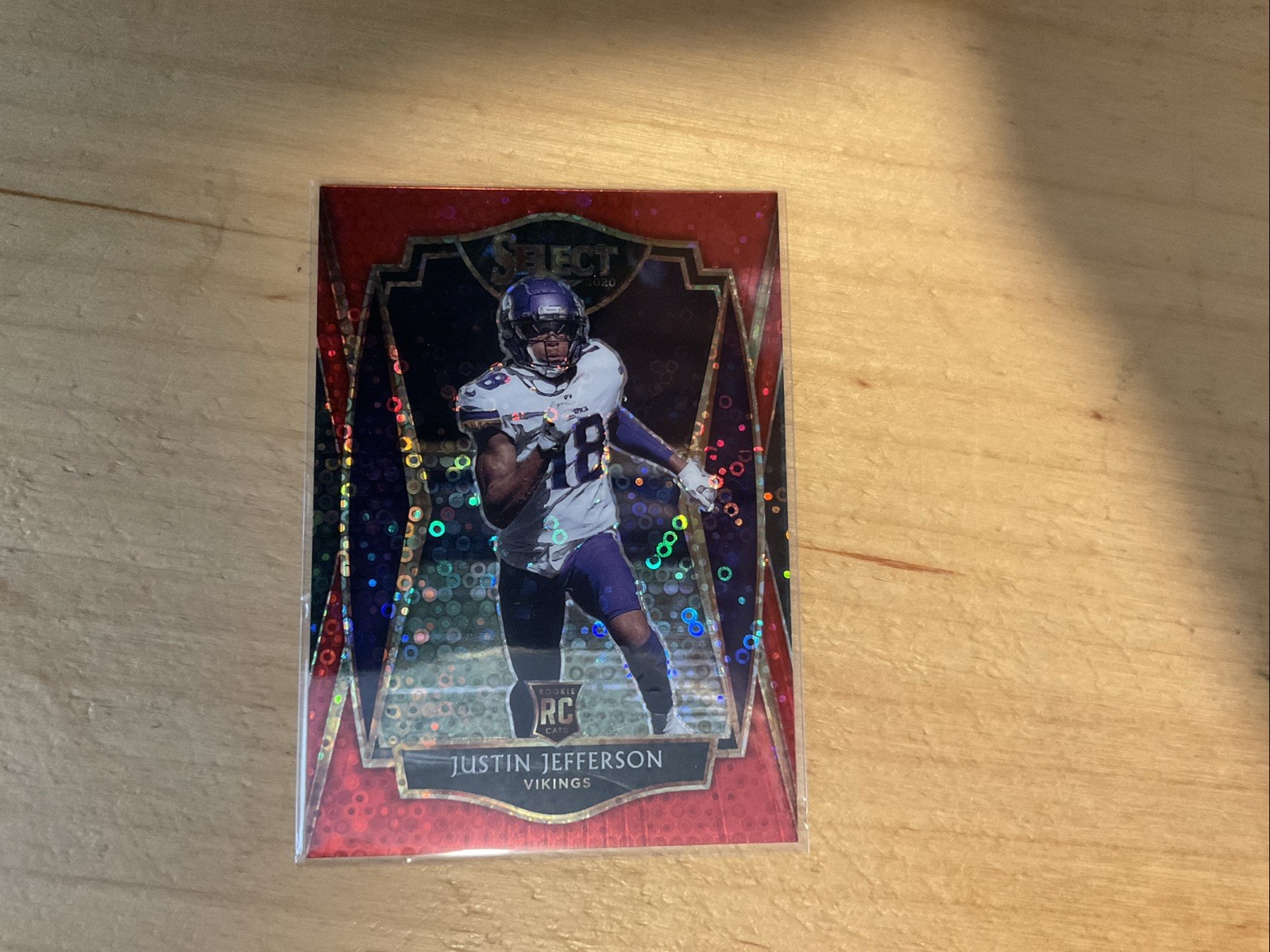 2020 Panini Select Justin Jefferson Red Disco Prizm 25/49 Rookie Premier Level