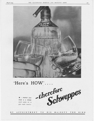 SCHWEPPES Sodawasser - Vintage Werbung 1933