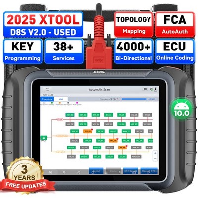 2025 XTOOL USED D8S V2.0 Car Full System Diagnositc Scan Tool 38+ Reset Topo Map