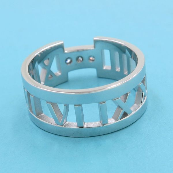 Tiffany & Co. Diamond Open Atlas Band Ring size US7 18k White Gold
