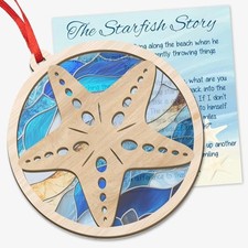 Christmas Teacher Gifts for Women Men - Suncatcher Blue   Starfish Impact