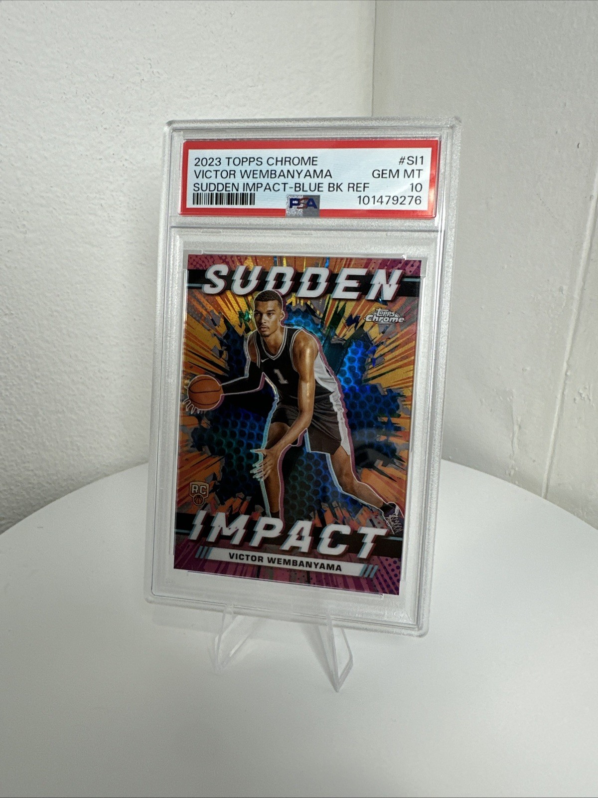 2023 Topps Chrome #SI1 Victor Wembanyama Sudden Impact Blue Refractor RC PSA 10