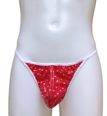 PVC Hose Herren Jock Tanga Rücken PVC U wie Vinyl rot Sissy Panty Slip Tanga