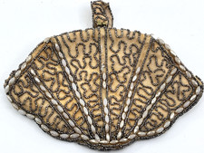 Belgium-Handmade Beaded Clutch WALBORG-Bag-Purse Goldtone Beads Faux Pearls-FLAW