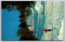 Vintage Winter Scene Postcard from Henniker New Hampshire Skiers 1960s
