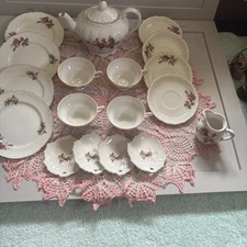 Set of 4 Vintage Lipper & Mann L&M Tea Set Floral Bond China Japan Roses 19pc