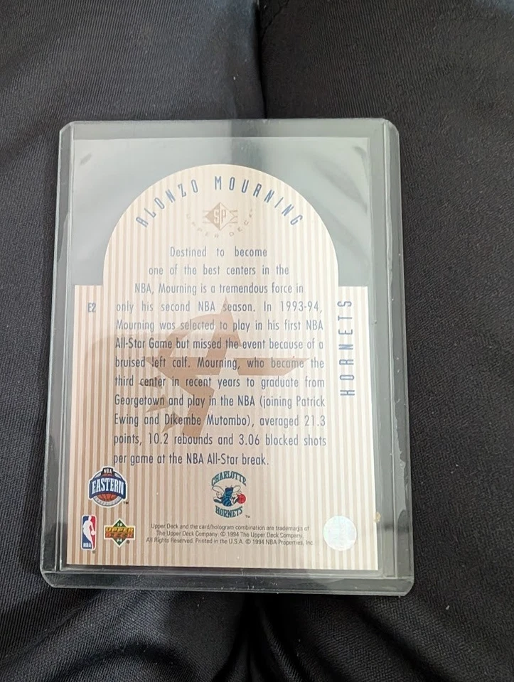 1993-94 UPPER DECK SE DIE-CUT ALL-STARS #E2 ALONZO MOURNING Charlotte Hornets - Image 2 of 2