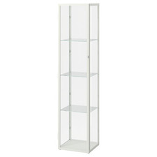 IKEA Large Glass Display Cabinet 4 Tier Storage Free Standing White/Black