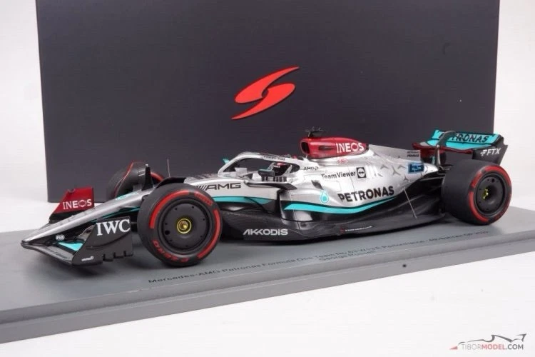 Mercedes Spark F1 escala 1:18 George Russell W13 GP de Bahrein 2022 totalmente nuevo Foto 4 de 4