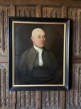 Grande antico dipinto ad olio del XVIII secolo ritratto di un bel gentiluomo