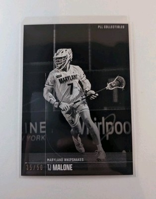 TJ Malone 2026 Premier Lacrosse Fieldside II PLL #82 B&W Parallel #35/50