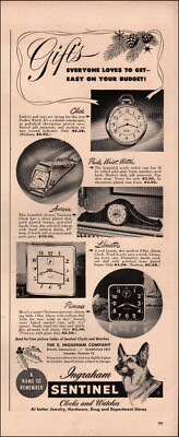 1949 Vintage ad Ingraham SENTINEL Clocks Watches Dog German Shepard  120722