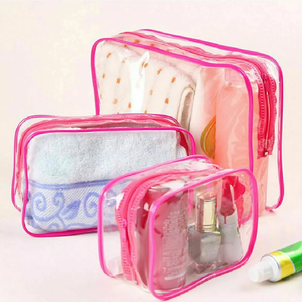 GLAMZA Stück Wasserdicht Reisetasche Set Transparent Make-up Toilettenartikel Klar Waschbeutel