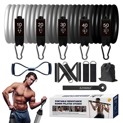 12-Piece Adjustable Resistance Bands Set for Yoga Pilates Full Body Workout