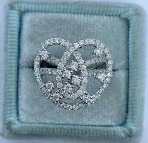 Authentic 2.00Ct Lab Created Diamond Round Freeform Heart Engagement 14K White Gold Plated