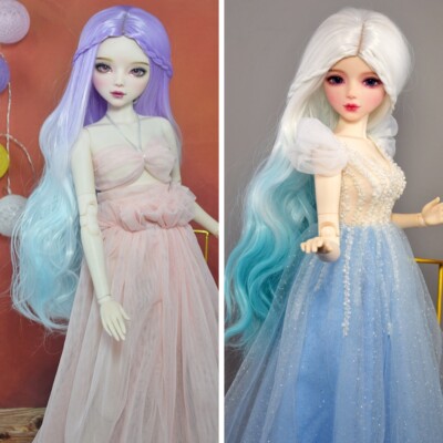 Hübsche Gradient Haar BJD Perücken Für 1/3 1/4 1/6 BJD Puppe Lange Wellige Haar
