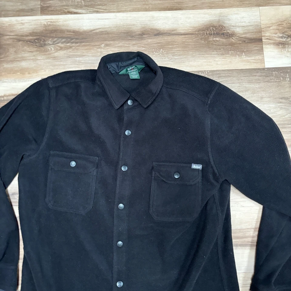 Woolrich Shirt Mens Medium Black Fleece Button Snap - Image 4 of 4