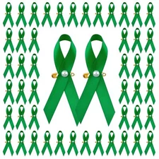 WANDIC Ribbon Pin with Pearl 100 Pieces Satin Pins Cancer Awareness Brooch fo...