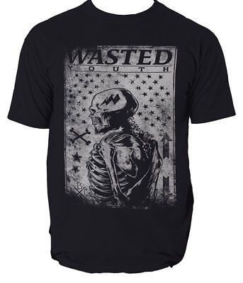 Wasted Youth T Shirt Crâne Vintage Cool S-3XL 