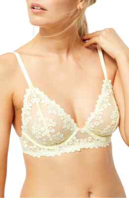 Free People NEW Veronica Underwire Bra Yellow Lace Floral Boho NWT OB1070245