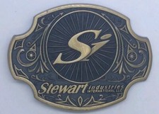 Vintage Stewart Industries International Si Logo blue collar Belt Buckle  pt