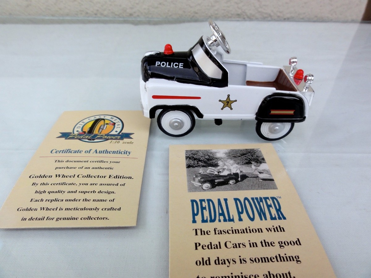 Golden Wheel Pedal Power Police Car 1:10 Scale Enameled Diecast
