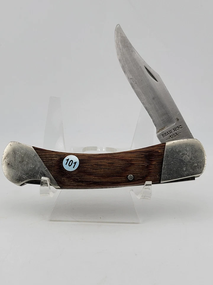 Cuchillo Plegable Oso Grande MGC EE. UU. Clip Point Hoja SS Mango de Palisandro 9 Pulgadas Foto 2 de 4