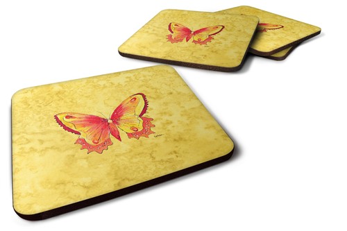 Butterfly on Yellow Foam Coaster Set of 4 8857FC - Picture 2 of 3