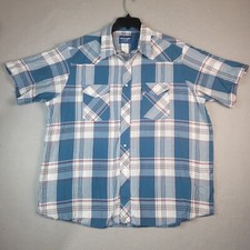Vintage 80s 90s Wrangler Shirt Men's 2XL Western Pearl Snap Plaid Short Sleeve