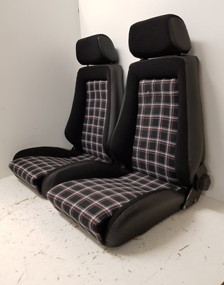 RECARO SITZE LEDER-STOFF FÜR OPEL-VW KÄFER-T2-T3 UND OLDTIMER PAAR NEU BEZOGEN